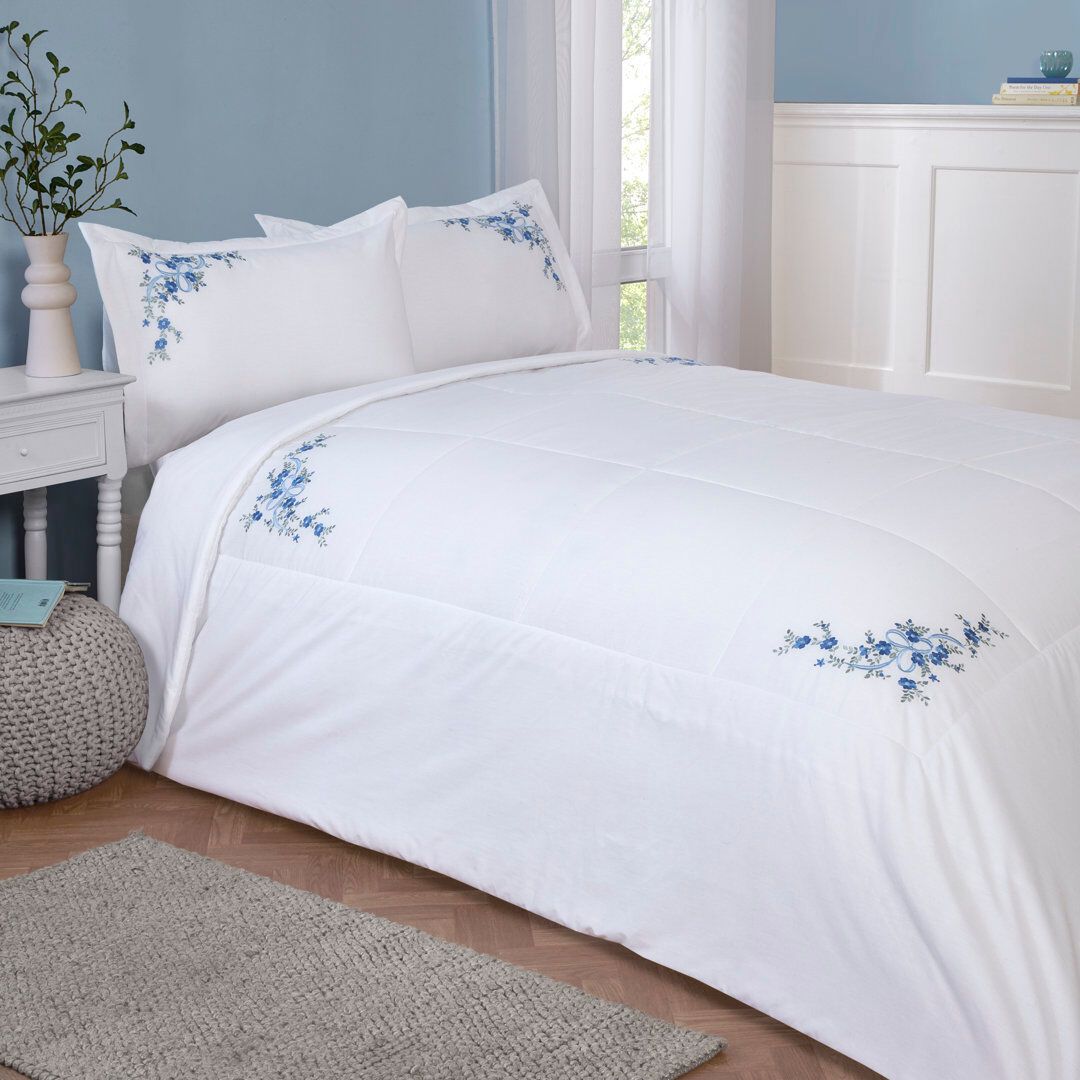 Rapport Home Cotton Blend Floral Bedspread Blue