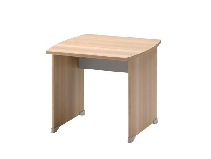Calicosy Schreibtisch mit Gleitern L80 cm - Französische Herstellung, Eschefarben, 80x74x80 cm, Büromöbel, Schreibtische, Schreibtische