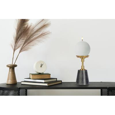 Kerzenständer KAYOOM "Fayya 125", schwarz (goldfarben, schwarz), B:10cm H:22cm T:10cm, Aluminium, Marmor, Kerzenhalter, Höhe ca. 22 cm
