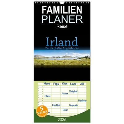 Familienplaner 2026 - Irland - Zauberhafte Augenblicke mit 5 Spalten (Wandkalender, 21 x 45 cm) CALVENDO
