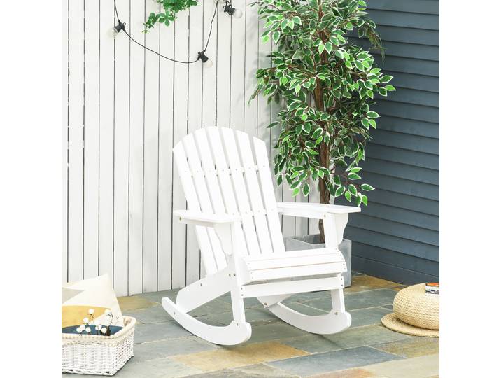 Outsunny Fauteuil Adirondack Bois Blanc à Bascule