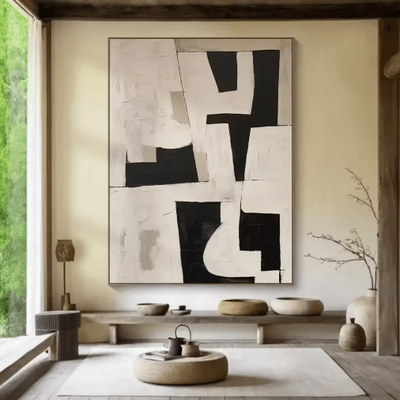 Inspire Picks Large Beige Abstract Wall Art Handmade Minimalist Neutral Canvas Painting c 30x40cm
