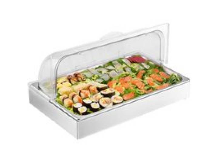 VEVOR Saladette Réfrigérée à Poser avec 1 Plateau de Service en Acier Inoxydable, Vitrine Réfrigérée Comptoir avec Couvercle Transparent et 3 Bacs à Glaçons, pour Restaurant Hôtel Cuisine Fête