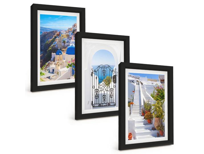 Tulup Bilder SET 3er Set - 20x30 cm Schwarzer Rahmen - Santorini-Architektur Oia, Kunststoff, Rechteckig, 20x30 cm, gerahmt, Bilder & Rahmen, Bilder