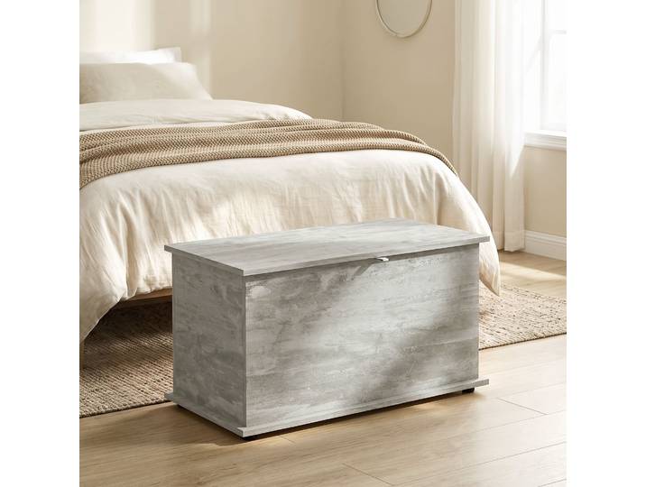 HOMCOM Banc Coffre Rangement 80x40x45cm Gris Couvercle Sécurité