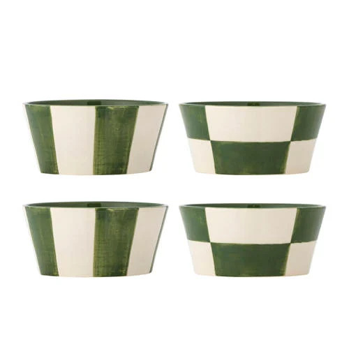 Bloomingville Floki kom set, groen, 4-delig, Ø 14 cm