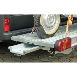Linnepe SlidePort Lastenträger für Fiat Ducato ab 07/2006 für 1 Roller oder 1 Motorrad Silber langer Überhang 1380 mm