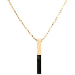 Holzkern Herren-Kette Edelstahl Campania Schwarzer Marmor/Damast Goldfarben