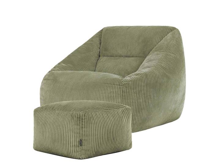 SITZSACK Cord Sessel Natalia mit Hocker