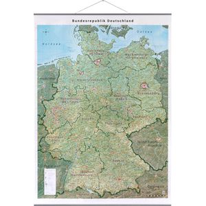 GeoMetro Deutschlandkarte XL, mit Aluleisten, Poster aus laminiertem Karton, physische Karte, 140 x 100 cm