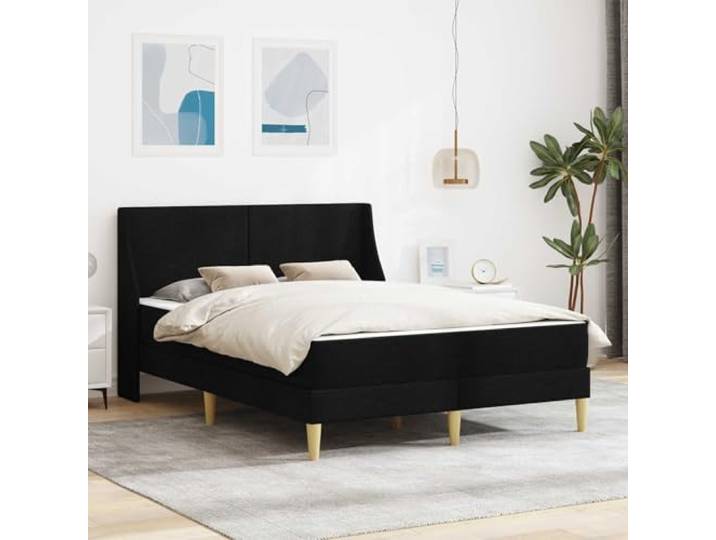 KTHLBRH Bettgestell mit Matratze mit Kopfteil, 100% Polyester, Sperrholz, 100% Polyester, Sperrholzrahmen, Kopfteil, Taschenfederkernmatratze, Stauraum, abnehmbarer Bezug