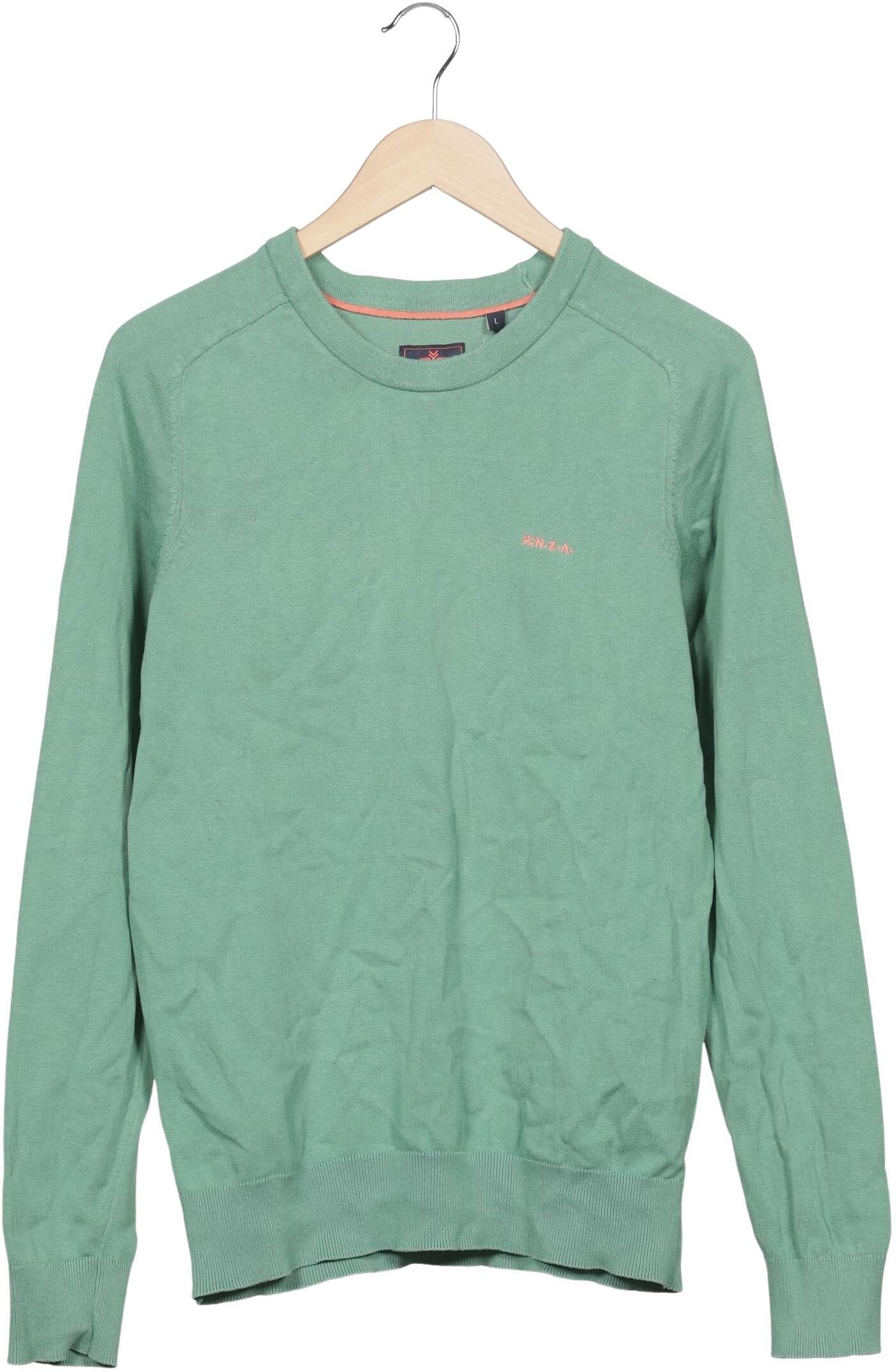 NZA NEW Zealand Auckland Herren Pullover, Hellgrün, Gr. L, Baumwolle - Second Hand