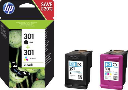 HP 301 Druckerpatrone Kombi-Pack Original Schwarz, Cyan, Magenta, Gelb N9J72AE Tinte