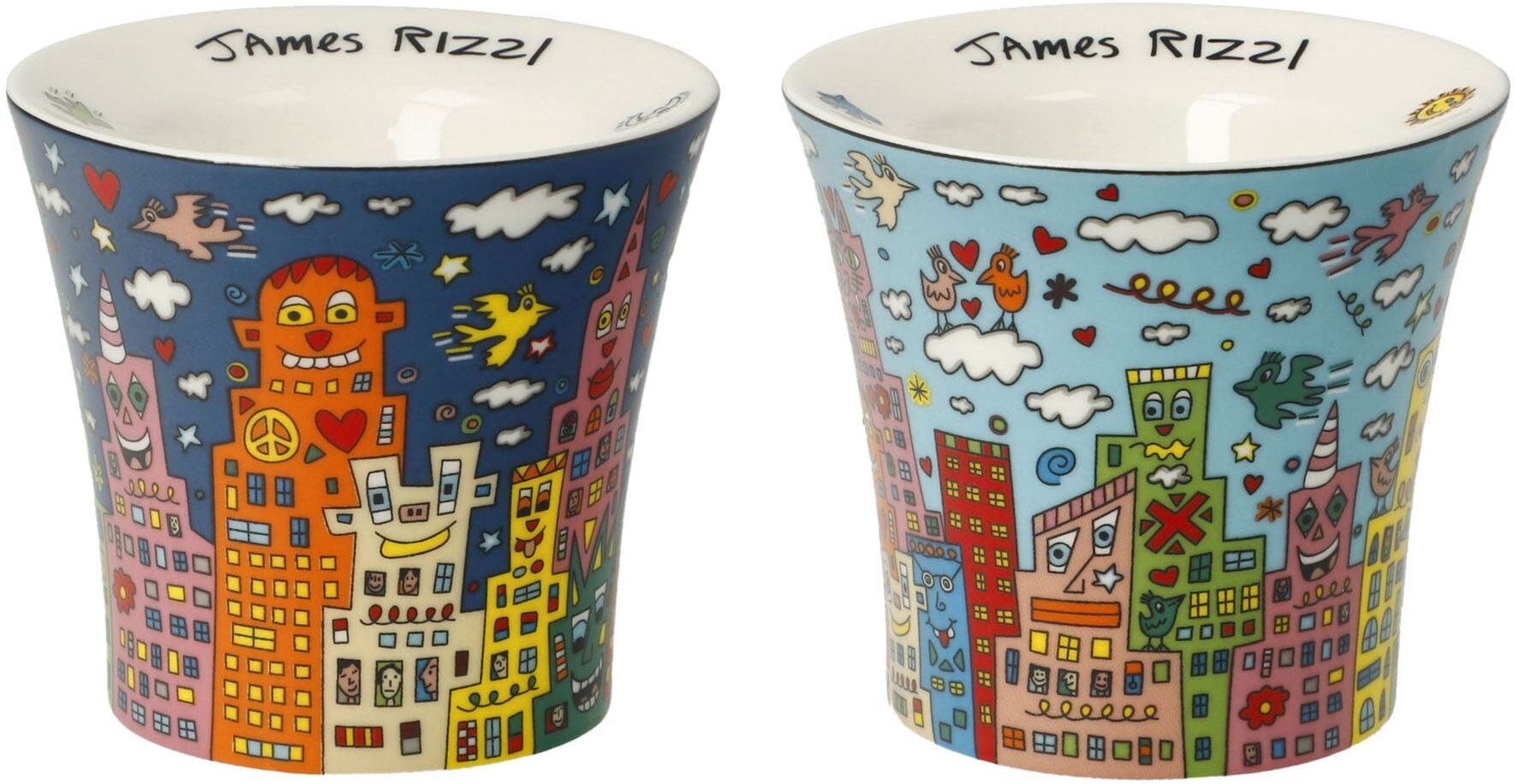 Eierbecher GOEBEL "Eierbecher James Rizzi - My New York City", bunt, B:6,5cm H:6cm, Porzellan, Eierbecher, Eierbecher bunt Einheitsgröße
