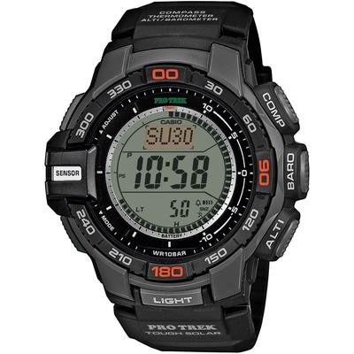 Chronograph CASIO PRO TREK, schwarz (schwarz, grau), Armbanduhren, Herren, schwarz-grau, Chronograph, Quarzuhr, Armbanduhr, Herrenuhr, Funk, Solar, Stoppfunktion, Weltzeit