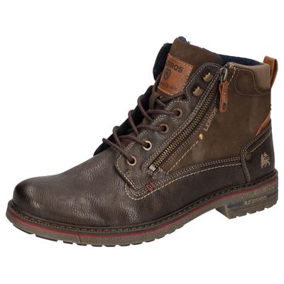 Schnürboots LERROS, Herren, Gr. 41, braun (dunkelbraun), Lederimitat, Schuhe Schnürboots, Schnürboots, mit seitlichem Reißverschluss