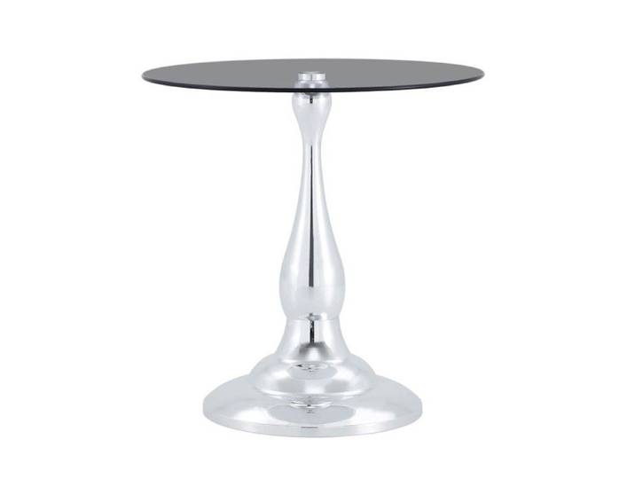 Table D'appoint Ronde En Verre Trempé 50x50x51.5cm Base Stable Argentée Table Basse Compacte Pour Salon Et Chambre Table Seule