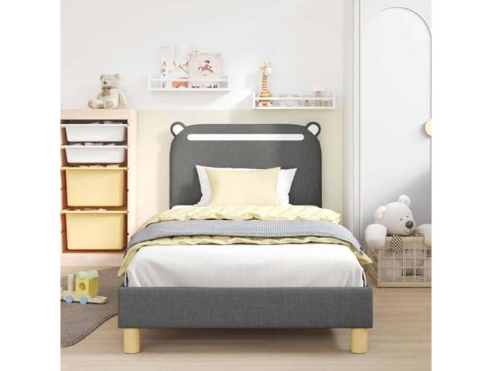 KTHLBRH Kinderbett mit Kopfteil, Dunkelgrau, 80 x 200 cm Technisches Holz, Lattenrost, niedriges Profil-Design, einfache Montage, 140 kg