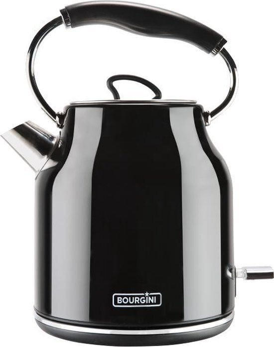 Bourgini Retro Waterkoker - Zwart - Metaal - 1,7L - BPA-vrij