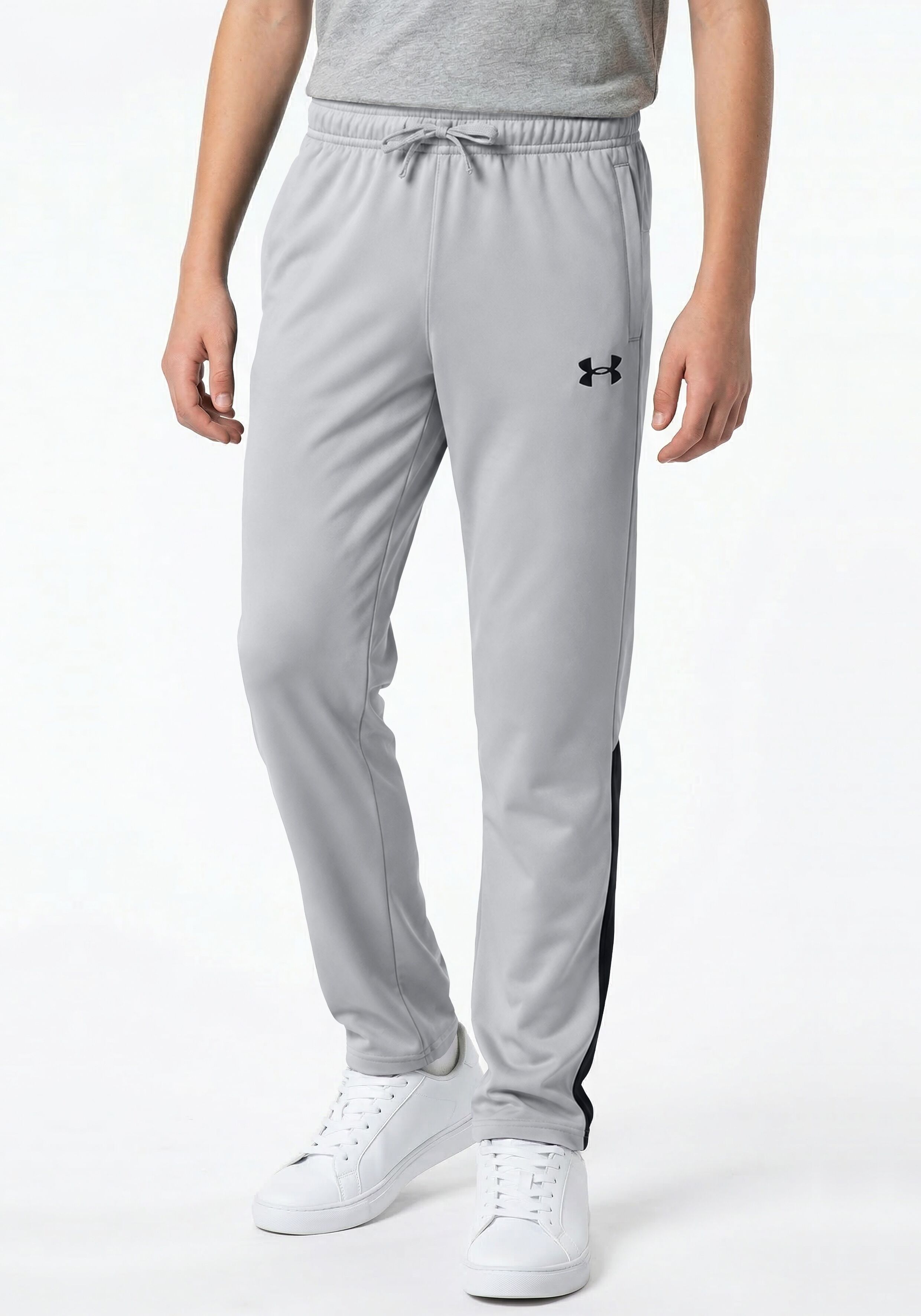 Sporthose UNDER ARMOUR "UA BRAWLER 3.0 TAPERED PANT für Jungs", Damen, Gr. L (152/158), N-Gr, grau (mod gray,, schwarz), Obermaterial: 100% Polyester, Hosen Sporthose, sportlicher Schnitt, aus Polyester, Tapered Passform, für Jugendliche mod gray,, schwar