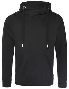 Just Hoods By AWDis JHA021 Cross Neck Hoodie in Jet Black size Medium   Ringspun Cotton