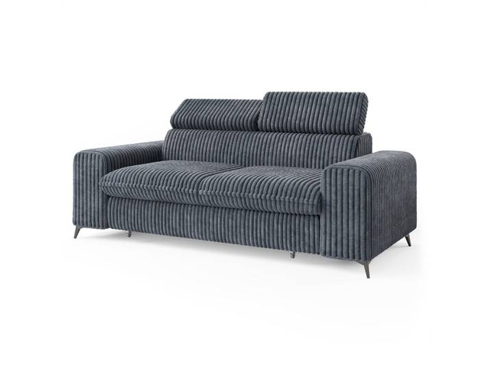 BETTSOFA BENETE Grau Cordstoff mit Schlaffunktion