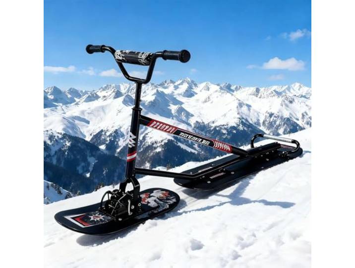 Ostreemaner Schlitten Für Erwachsene, Doppeldecker-Outdoor-Schneemobil, Dreifach Verstärktes Design, 150 Kg Tragfähigkeit, Mit 360° Drehbarem Hinterski, Für Snowparks Und Präparierte Loipen Black