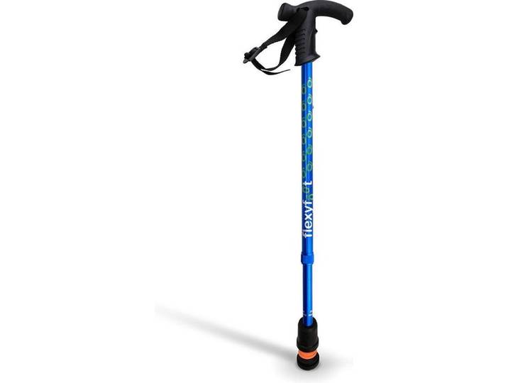 Flexyfoot Antishock Wandelstok - Derby Handvat - Verstelbaar - Blauw