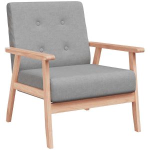 vidaXL Loungesessel 242225, hellgrau, mit Vierfußgestell aus Holz und Stoffbezug