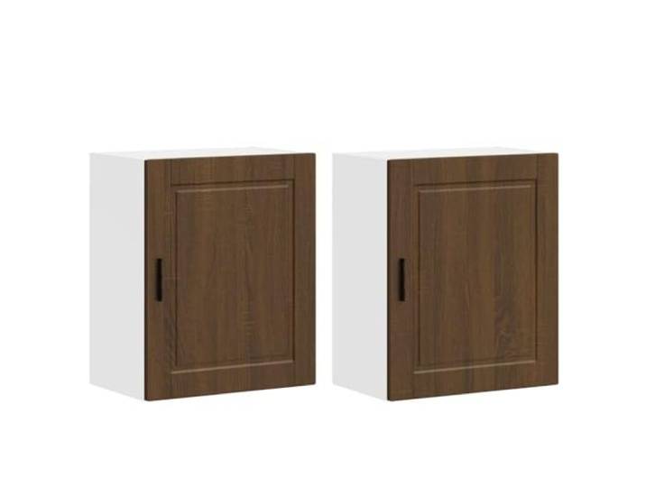 HKTMGDNG Küchen-Hängeschrank 2er Set Braun Eichen-Optik 50x31x60 cm Wandhängender Oberschrank für Küche und Esszimmer: Pflegeleichte Türen schaffen sauberen Stauraum auf kleinem Raum.