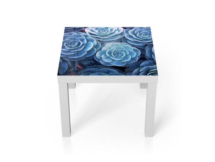 DEQORI Couchtisch 'Blaue Sukkulentenpracht', Glas Beistelltisch Glastisch modern