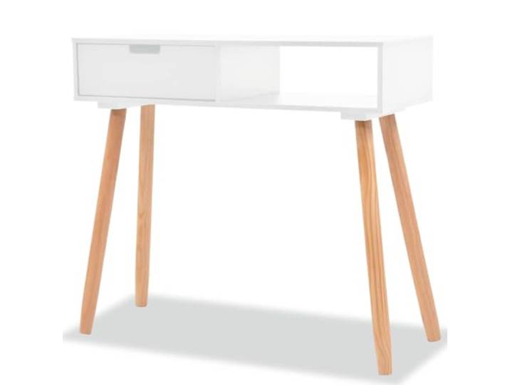 Konsolentisch Massiv Kiefernholz 80 x 30 x 72 cm Weiß mit Schublade Stabiles Kiefernholz, MDF-Platte, Schublade, kompakt, vielseitig nutzbar
