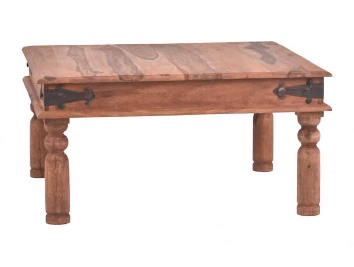 MiaMöbel Couchtisch Colombo Natur 110x60cm Massivholz, Metall Teak Kolonialstil Indien Indisch