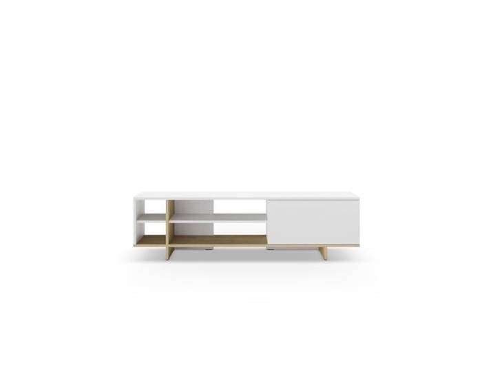 CALYO - Meuble TV 160cm en mélamine - Blanc