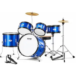 VEVOR Schlagzeugset für Kinder, 5-teilig, Anfänger-Schlagzeugset mit Bass-Toms, Snare, Standtrommel, Verstellbarem Thron-Becken, Hi-Hat-Pedal und zwei Paar Drumsticks, Geeignet für Kinder, Blau