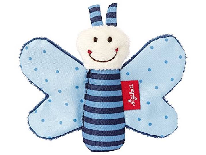 SIGIKID 41180 Greifling Schmetterling Red Stars Mädchen und Jungen Babyspielzeug empfohlen ab Geburt blau