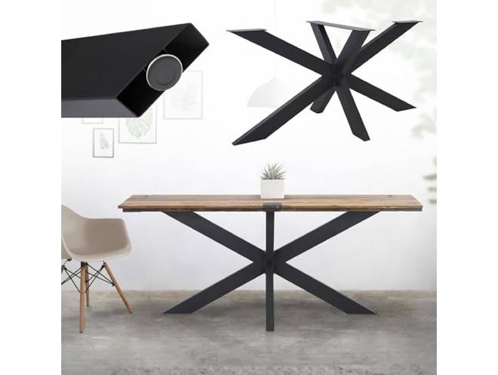 ML-Design Tabel Frame Spider 78x71x150 cm, Zwart, Cross Frame Cross X-Design Tafelpoten Meubilair Voeten, Heavy Duty Tabel Runners Staal, Metalen Tafelpoten, DIY Eettafel, Industrieel ontwerp