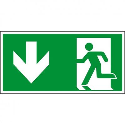 Schild I Rettungszeichen Notausgang, Aluminium, 300x150mm, ASR A1.3, DIN EN ISO 7010 E001