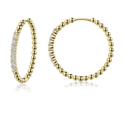 Paar Creolen FIRETTI "Schmuck Geschenk Silber 925 Ohrringe im Kugeldesign", gold (gelbgoldfarben, kristallweiß, kristallweiß), Ohrringe, Damen, 25,5mm, Silber 925 (Sterlingsilber), Made in Germany - mit Zirkonia (synth.)
