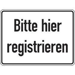 Aufkleber Hinweisschild, Bitte hier registrieren, Folie - 300 x 200 mm Folie selbstklebend