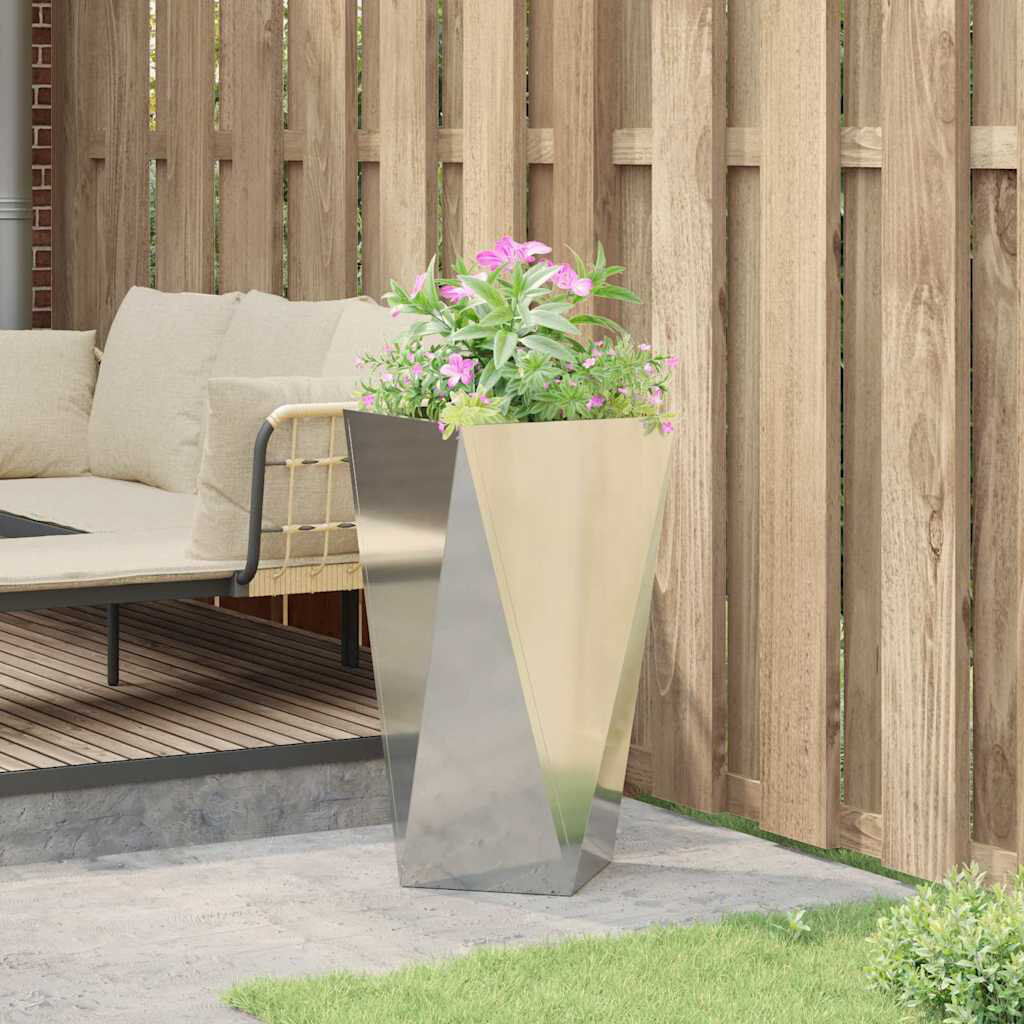 17 Stories Planter Box Galvanised Silver 75cm H x 40cm W x 40cm D