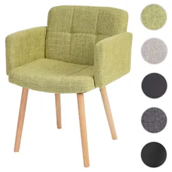Einzelst�ck | Esszimmerstuhl Orlando II, Stuhl Küchenstuhl, Retro-Design ~ Textil, hellgrün
