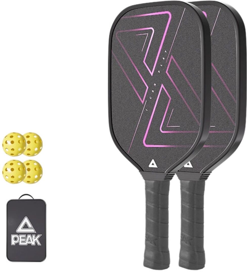 INF Set de raquettes de pickleball en fibre de verre (2 raquettes, 4 balles) – Rebond élevé, Absorption des chocs, Poignée
