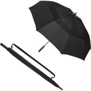 Fare Regenschirm AC-Golfschirm, XXL, schwarz, windsicher, Auf-Automatik, Ø 133 cm für 2 Personen, 102 cm, Stockschirm