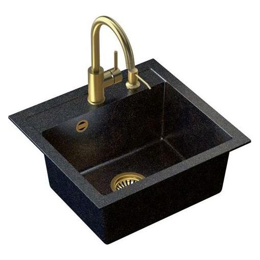 Steiner ART JOHNNY 110 (50x47x18,5) Steingran Art Gold Black Pearl with Handheld Siphon, Naomi Tap and Dispe (470 mm, 500 mm) (39221000)