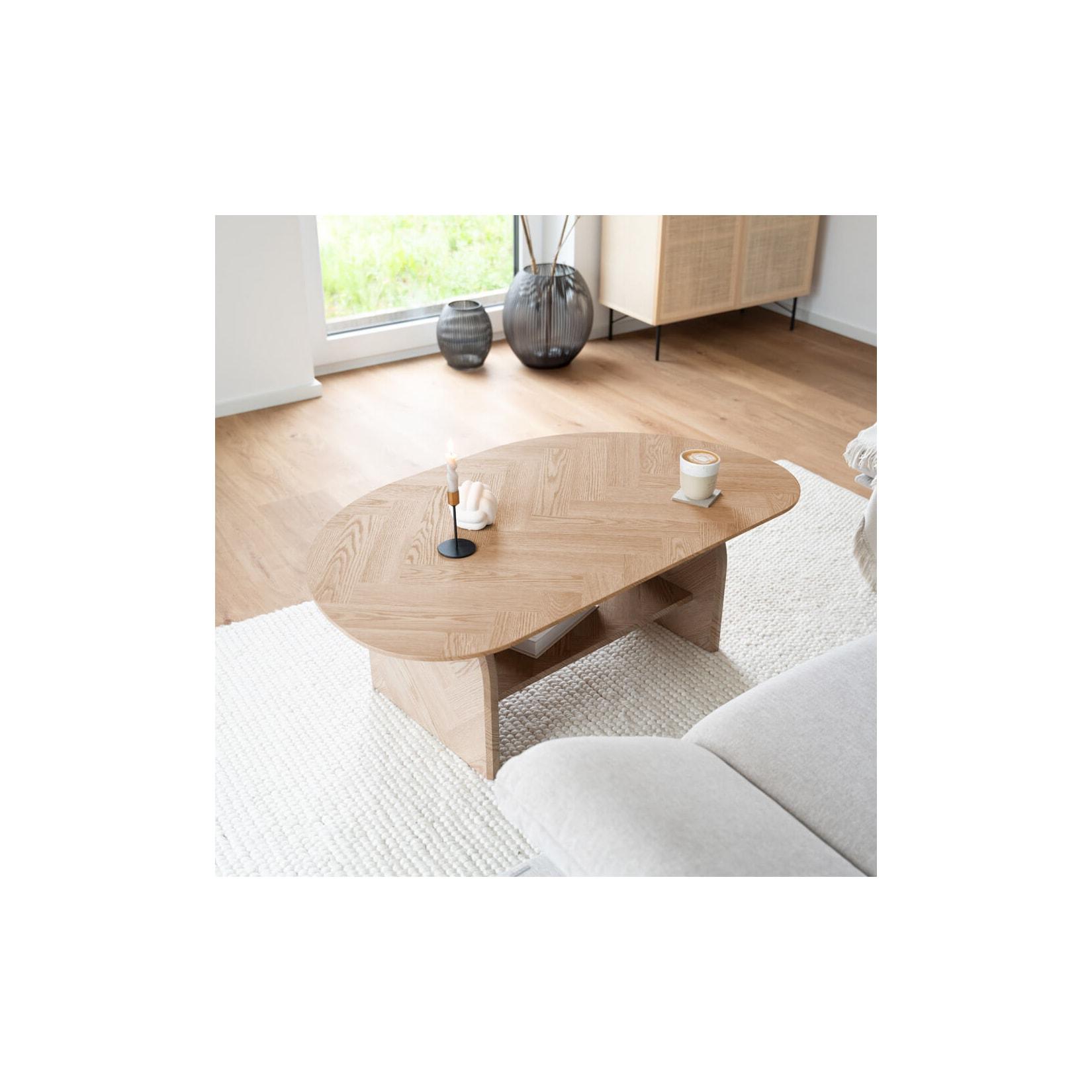 HOME DELUXE Couchtisch Oval LIARA Fishbone Oak LIARA