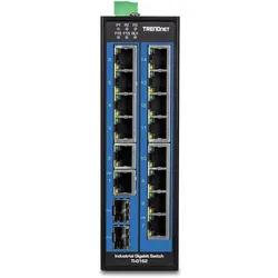 Trendnet Industrie Switch 16Port Gbit DIN-Rail (16 Ports), Netzwerk Switch, Schwarz