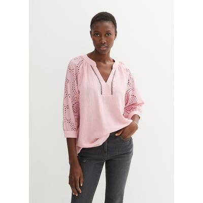 Tunika BONPRIX, Damen, Gr. 40, teerose, Obermaterial: 100% Baumwolle. Ärmel: 100% Baumwolle, figurumspielend, Tuniken, figurumspielende Passform, mit 3/4-Ärmeln, aus reiner Baumwolle