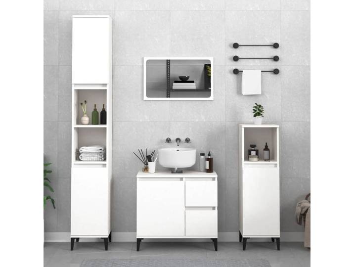SALE 2026  Armoire de salle de bain Blanc - Armoire de salle de bain blanc 30x30x190cm - bois d'ingénierie PRO120099096