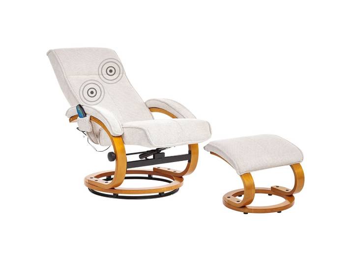 MASSAGESTUHL mit Fußstütze Stoff Hellbeige Hero